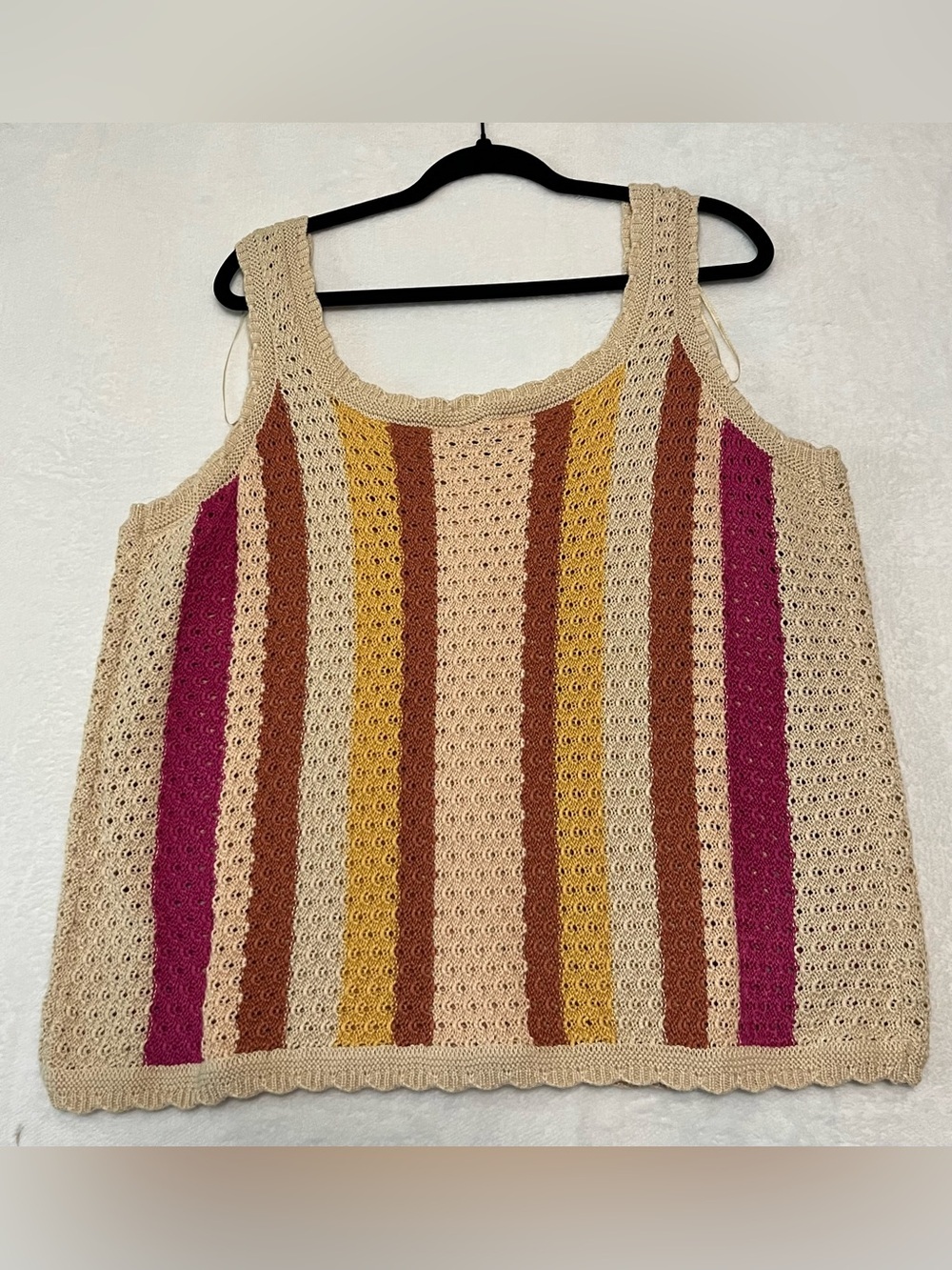 Grace + Karma NWT Boho Crochet Knit Tank 1X Festival Hippie Retro 70’s Vibe - Picture 2 of 6